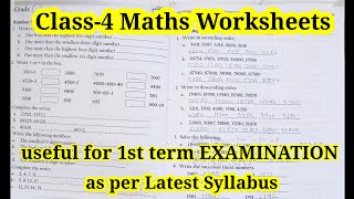 Class4 MATHS worksheet for Practice  Grade4 maths worksheet  Class4 Maths 1st term [upl. by Fidole]