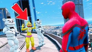 SPIDERMAN SAVES CHICA FROM EVIL FROST WHITE FREDDY GTA 5 Mods FNAF Funny Moments [upl. by Anasiul542]