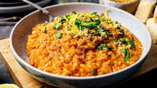 Creamy Tomato Risotto with Crispy Garlic Crumbs [upl. by Etnaud]