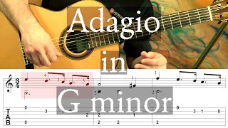 ADAGIO IN G MINOR Opening Theme  A Minor   Albinoni Full Tutorial with Tab  Fingerstyle Guitar [upl. by Nigem109]