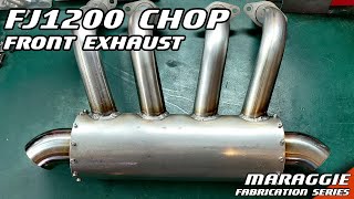 Yamaha FJ1200 custom motorcycle build  fabricating oneoff front exhaust [upl. by Ydnagrub]