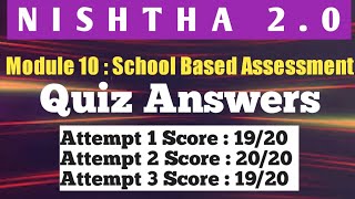 Nishtha 20 Module 10  quiz answers in English  School Based Assessment [upl. by Lakym]