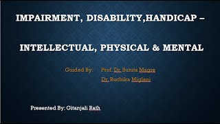 IMPAIRMENT DISABILITYHANDICAP TypesThe Rights of Persons with Disabilities RPwD Act [upl. by Tychon]