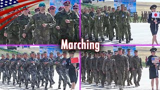 Parade Showcases Various Military Marching Styles from Different Countries [upl. by Reinertson]