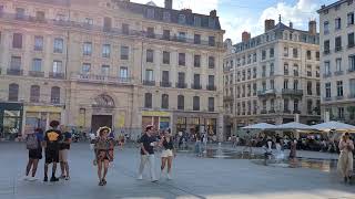 Fontaine Bartholdi and Place des Terreaux in Lyon France [upl. by Leahcimnhoj]