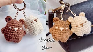 Crochet Mini Bear Keychain 🐻 Bear Amigurumi  Móc Móc Khoá Gấu  Xuxu Crochet [upl. by Jenda877]