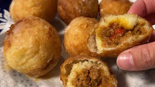 Rellenos de Papas  Puerto Rican Stuffed Potato Balls  EASY [upl. by Svend]