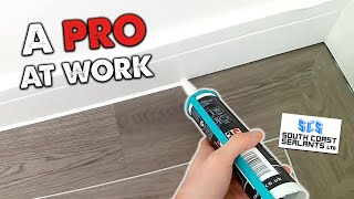 Professional Mastic Man  Silicone Sealant Application Around Skirting Boards [upl. by Adnyleb]