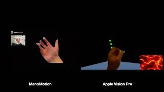 Hand Occlusion  ManoMotion vs Apple Vision Pro [upl. by Lilith272]