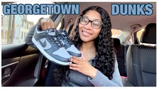 GEORGETOWN NIKE DUNKS unboxing  on foot review [upl. by Rohpotsirhc]