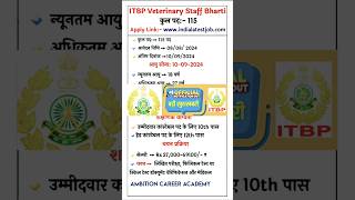 ITBP Kitchen Service New Vacancy 2024 ll ITBP Constable Tradesman Vacancy 2024 ll ITBP Recruitment [upl. by Nylaf]