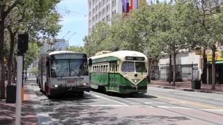 San Francisco MUNI SFMTA Trolleybuses and Streetcars [upl. by Nosro]