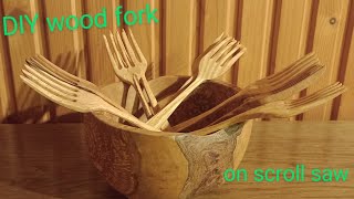 How to make wooden fork on scroll saw scroll  woodworking [upl. by Suravart]