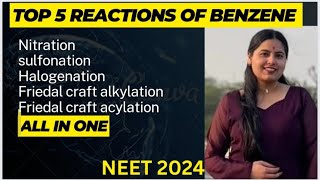 Electrophilic substitution Reaction of Benzene in one shot  NEETIIT JEECSIR NET [upl. by Hamirak543]