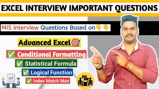 Interview Questions amp Answer for Excel  excel interviews job  MIS Interview Questions and Answers [upl. by Welch]