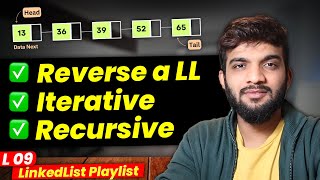 L9 Reverse a LinkedList  Iterative and Recursive [upl. by Harolda]