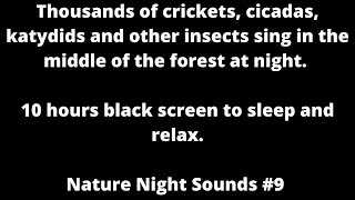 Thousands of crickets cicadas amp katydids black screen cricket sounds sleep sounds white noise ASMR [upl. by Ias]