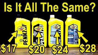 Are They All The Same Motor Oil Lets Settle This Four Levels of Pennzoil Motor Oil Compared [upl. by Sherilyn]