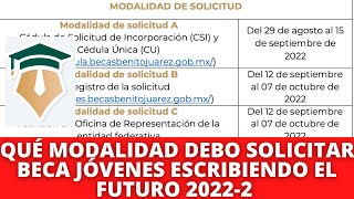 ¿Qué MODALIDAD debo Solicitar Convocatoria Beca Jóvenes Escribiendo el Futuro 20222 [upl. by Cosimo]