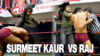 CWE  SURMEET KAUR VS RAJ  thegreatkhali youtubeindia cwe wrestling [upl. by Nitsrik]