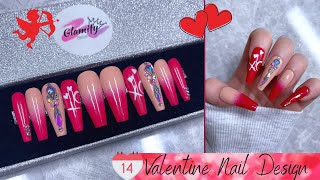 RED VALENTINE XO NAIL DESIGN HOW TO MAKE PRESS ON NAILS NAIL TUTORIAL NAIL ART FRENCH TIP OMBRE [upl. by Dahsraf221]