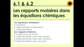 61 amp 62 Les rapports molaires dans les équations chimiques [upl. by Nosned]