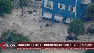 The beachfront is IN their home Surreal sand displacement at Pinellas Beaches after Helene [upl. by Fitalludba920]