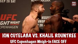 UFC Fight Night Copenhagen Ion Cutelaba vs Khalil Rountree weigh in face off [upl. by Leaffar]