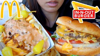 ASMR EATING IN amp OUT CHEESE BURGER ANIMAL STYLE FRIES CAR MUKBANG REAL EATING SOUNDS 먹방 TWILIGHT [upl. by Enerol498]