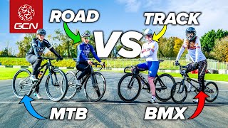 Who Is The FASTEST Cyclist  MTB vs Road vs Track vs BMX [upl. by Bowra]