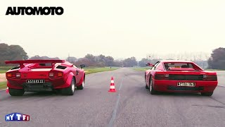 Défi  la Ferrari Testarossa 390ch vs la Lamborghini Countach 375ch [upl. by Nauqe]