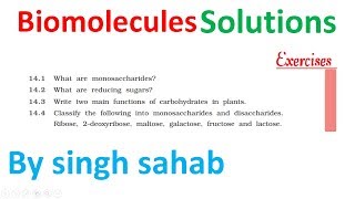 12th Biomolecules solution NCERT Organic Chemistry class 12 chapter 14 JEE NEET by singh sahab [upl. by Stead908]