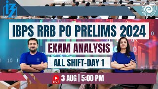 IBPS RRB PO PRELIMS 2024  3rd AUGUST OVERALL EXAM ANALYSIS  DAY1 examanalysis2024 [upl. by Elyac362]