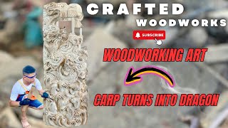 Crafting Wood  carp turns into dragon  Crafted Woodworks  crafting leveling  handmade [upl. by Pascasia]