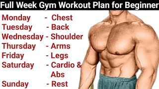 Full week gym workout plan for muscle gain  Gym Workout Plan for Beginners  Amit [upl. by Cheria]