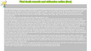 How to  Find death records and obituaries online free [upl. by Erehpotsirhc]