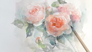 水彩画バラの花を描くwatercolorart制作過程 [upl. by Niriam]