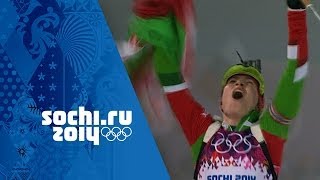 Biathlon  Womens 10km Pursuit  Domracheva Wins Gold  Sochi 2014 Winter Olympics [upl. by Ratcliff]