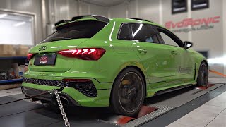 2022 Audi RS3 8Y feat Akrapovic SlipOn Exhaust  Start Up OnBoard amp Dyno PULLS [upl. by Annehsat]