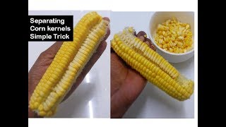 How to remove corn kernels in 1 minute  Simple trick Deeps Kitchen [upl. by Jewett133]