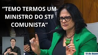 Senadora Damares sobre Dino no Supremo “tenho medo das influências do comunismo nas suas decisões” [upl. by Ahsilaf]