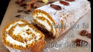 Pumpkin Spice Roll with Cream Cheese Filling and Pecans [upl. by Dloreg628]