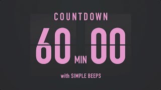 60 Minutes Countdown Flip Clock Timer  Simple Beeps 💕🖤 [upl. by Asha]