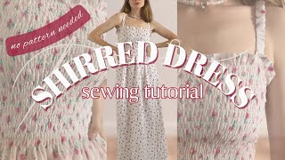 Easy DIY Shirred Dress sewing tutorial How to make a Shirred Dress [upl. by Nonnahsal832]