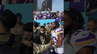 Aaron Jones taking time for our troops [upl. by Ylicic45]