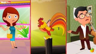 Cock A Doodle Doo  English Nursery Rhymes  CartoonAnimated Rhymes For Kids [upl. by Rafi]