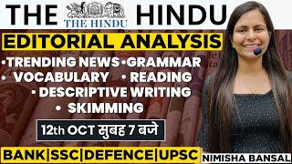 The Hindu Editorial Analysis  12th Oct 2023  Vocab Grammar Reading Skimming  Nimisha Bansal [upl. by Eneleuqcaj]