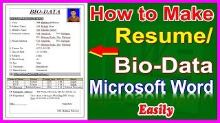 How to Make Bio Data । biodata । BioData Writing System How to Write Resume । bio data । CV Format [upl. by Wu]