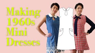 One Free Pattern Two Dresses Making 1960s Mary Quant Mod Mini Dresses [upl. by Suolevram]