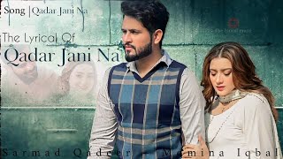 Qadar Jani Na Song  Sarmad Qadeer  Momina Iqbal  The Lyrical Music Qadar Jani Na TU Meri  Songs [upl. by Salguod]